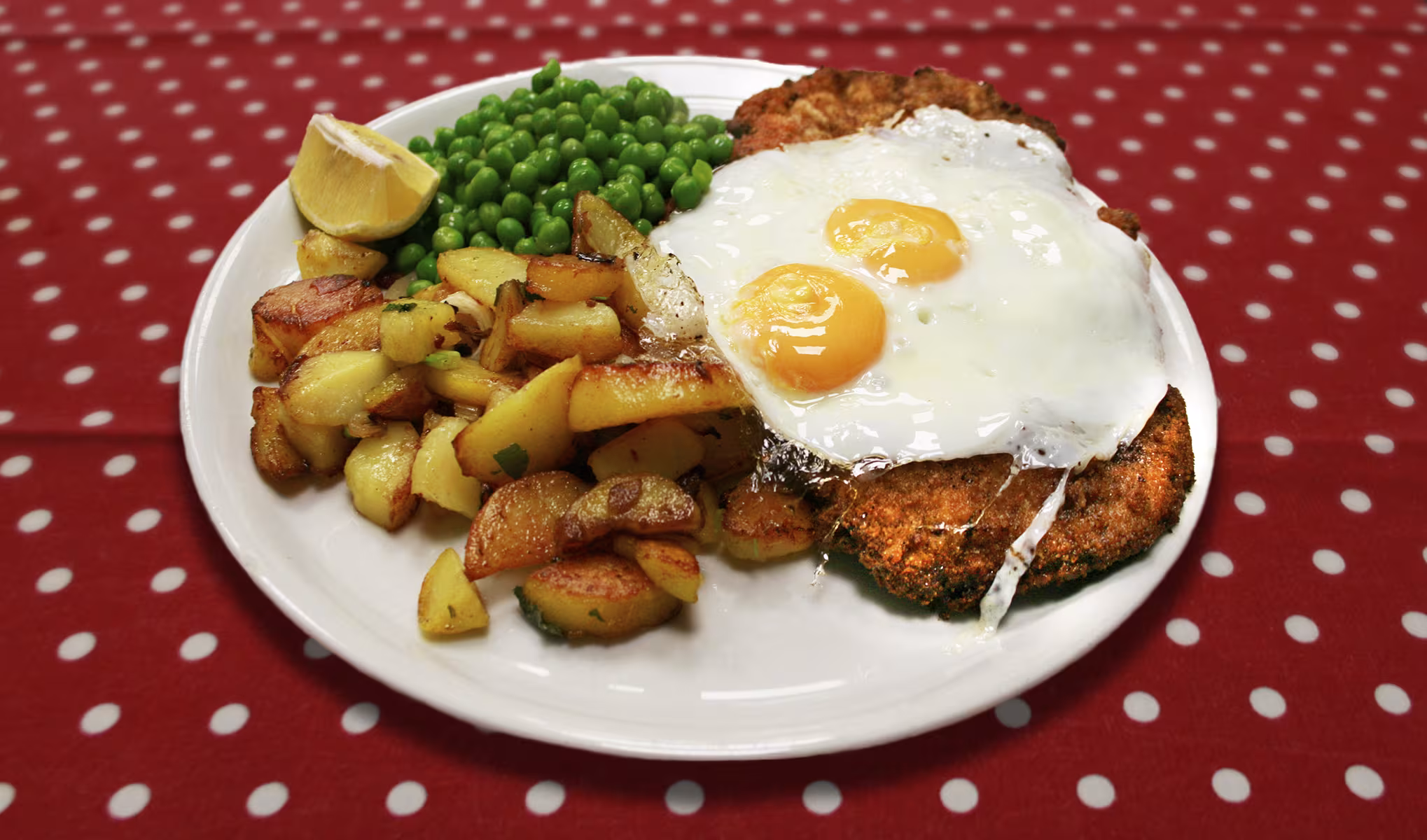 Schnitzel Spieg Erbsen