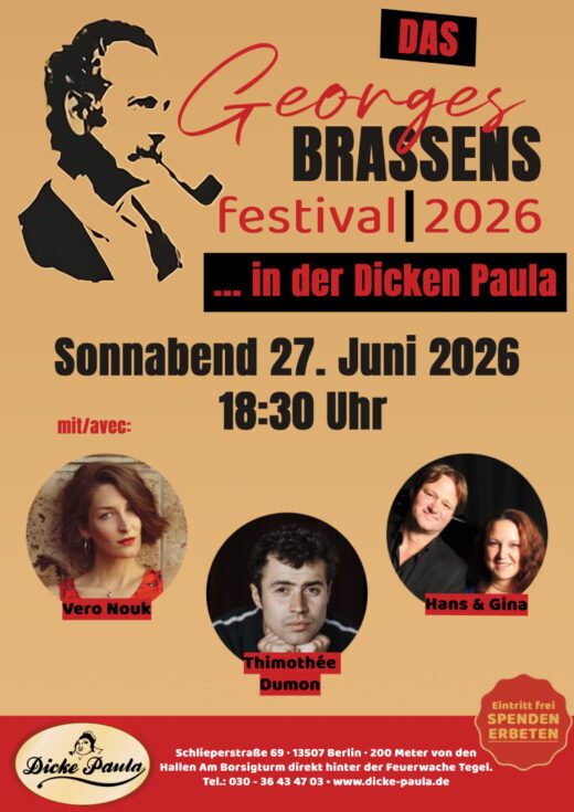 23. Brassens-Festival 27.06.2026 | Vero Nouk & Hans & Gina – Dicke Paula