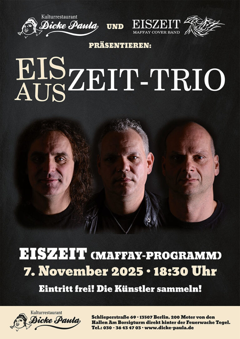 EISZEIT (Maffay-Programm) 7. November 2025 · 18:30 Uhr Eintritt frei! Die Künstler sammeln!